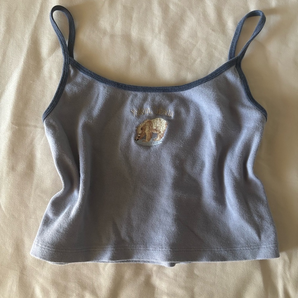 Brandy Melville Gray Camisole with Bear Embroidery